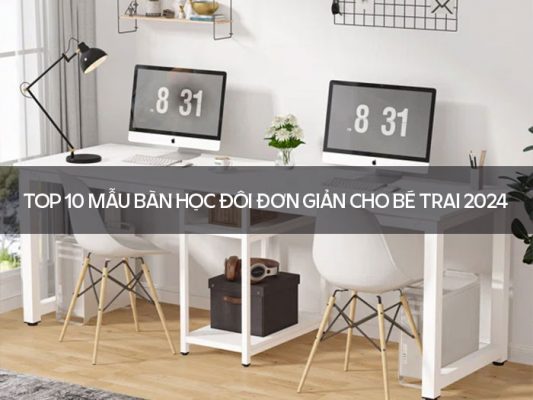 Mẫu bàn học đôi đơn giản cho bé trai